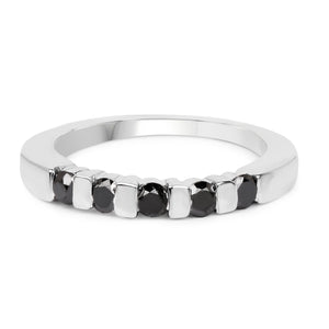 0.50 Carat Genuine Black Diamond .925 Sterling Silver Ring