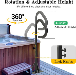 Hot Tub Handrail With Adjustable Height and 360° Swivel