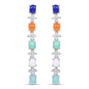 4.40 Carat Genuine Multi Stone .925 Sterling Silver Earrings