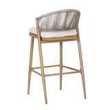 Outdoor 30.25' Bar Height Aluminum Frame Counter Stools with Scallop-shaped Backrest & Water-resistant CushionsSet of 2Maple Finish