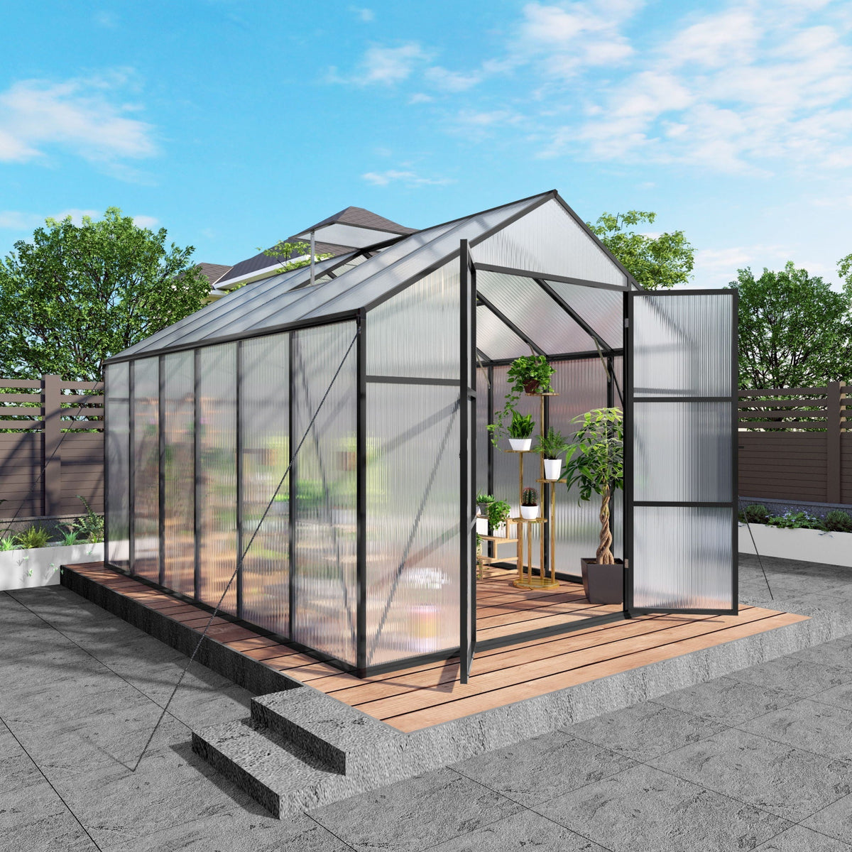 Windproof All Season Garden Shelter Greenhouse with Reinforced Frame - Black