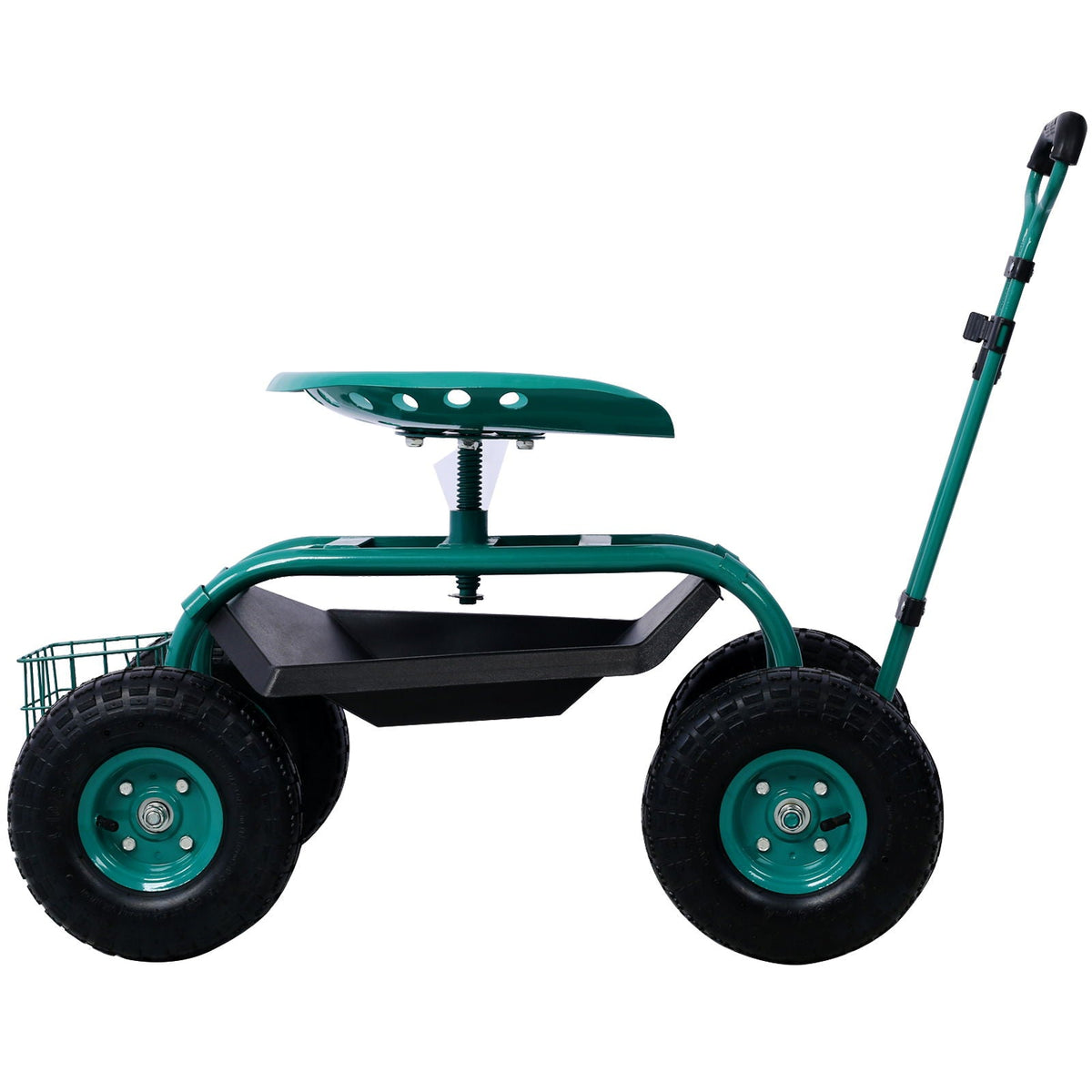 Rolling Garden Scooter Cart With 360° Swivel Seat And Tool Tray