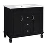 Bathroom Vanity with Ceramic Sink and Soft-Closing Storage - Dark Gray, White, or Black