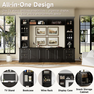 All-In-One TV Stand With Bookcase For TVs Up To 70"