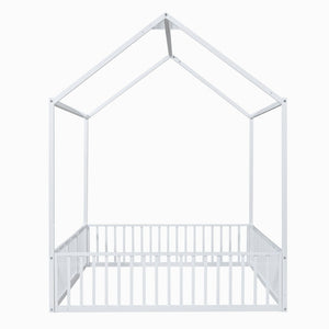Metal House Bed With Fence And Door