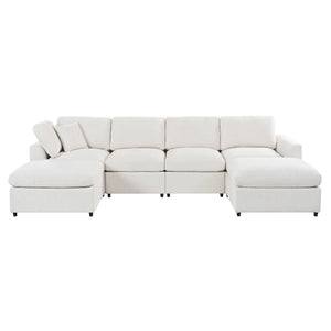 U-Style 130.3" 6-Seater Modular Sectional Sofa