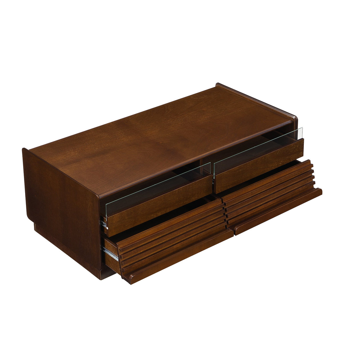 Modern Rectangle Coffee Table with 4 Drawers and 2 Display Shelves