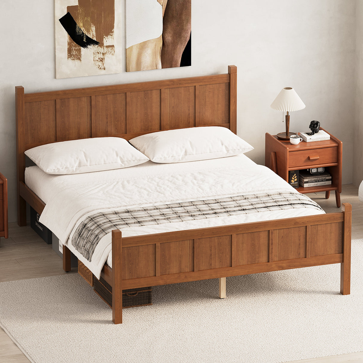 Queen Size Flat Panel Bed with Headboard & Footboard