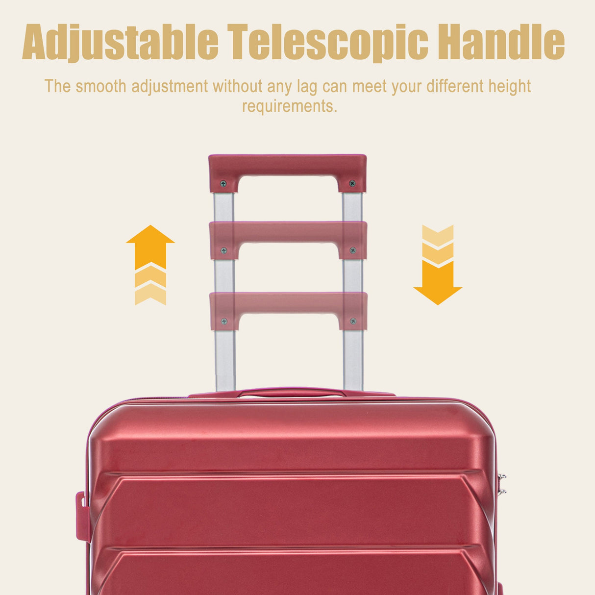 28 Inch ABS Hard Shell Large Travel Checked Luggage - Wine Red