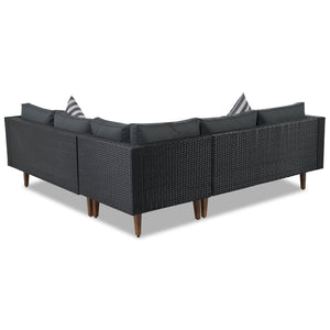 4-Pieces Outdoor Wicker Sofa Set with Colorful Pillows