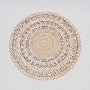 48” Hand-Carved Round Wooden Wall Art