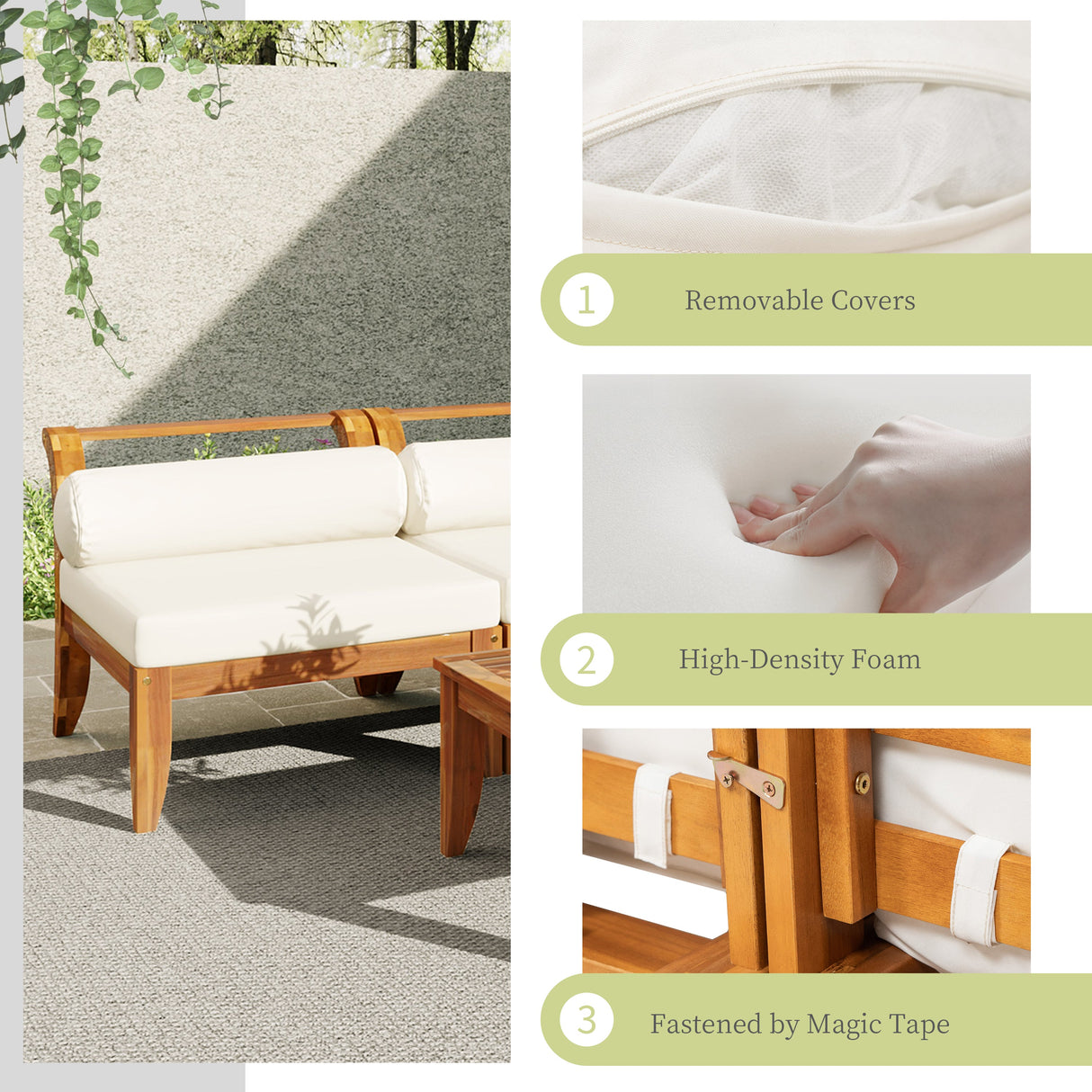 TOPMAX 6 Piece Patio Sofa Set in Acacia Wood