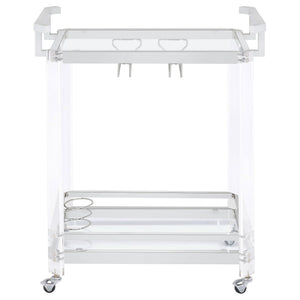 Jefferson 2-tier Glass Shelf Acrylic Bar Cart Chrome