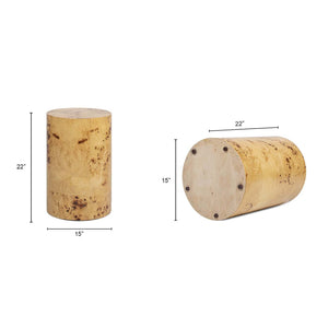Nebula 22' Accent Pillar Side Table Warm Natural Brown Burl Wood
