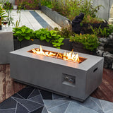 42" Propane Gas Fire Pit Table, 50000 BTU Rectangular Steel Fire Pit with Glass Wind Guard - Gray