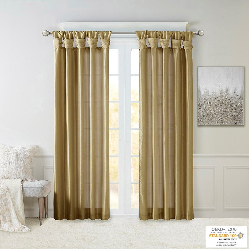 Twist Tab Lined Window Curtain Panel Bronze 50x84'