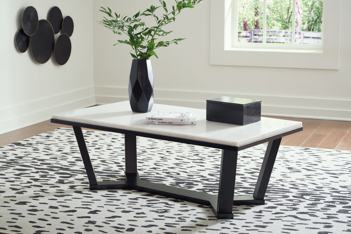 Fostead - Rectangular Cocktail Table - White / Espresso