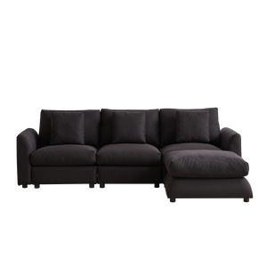 102.2 Inch Combination Sofa Modular Sofa with Ottoman Black