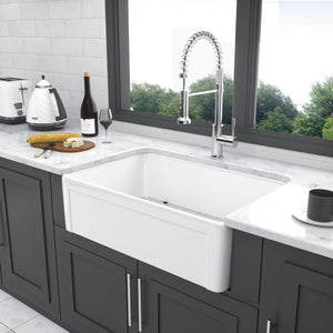 Apron Front Reversible Single Bowl Kitchen Sink & Grid And Strainer