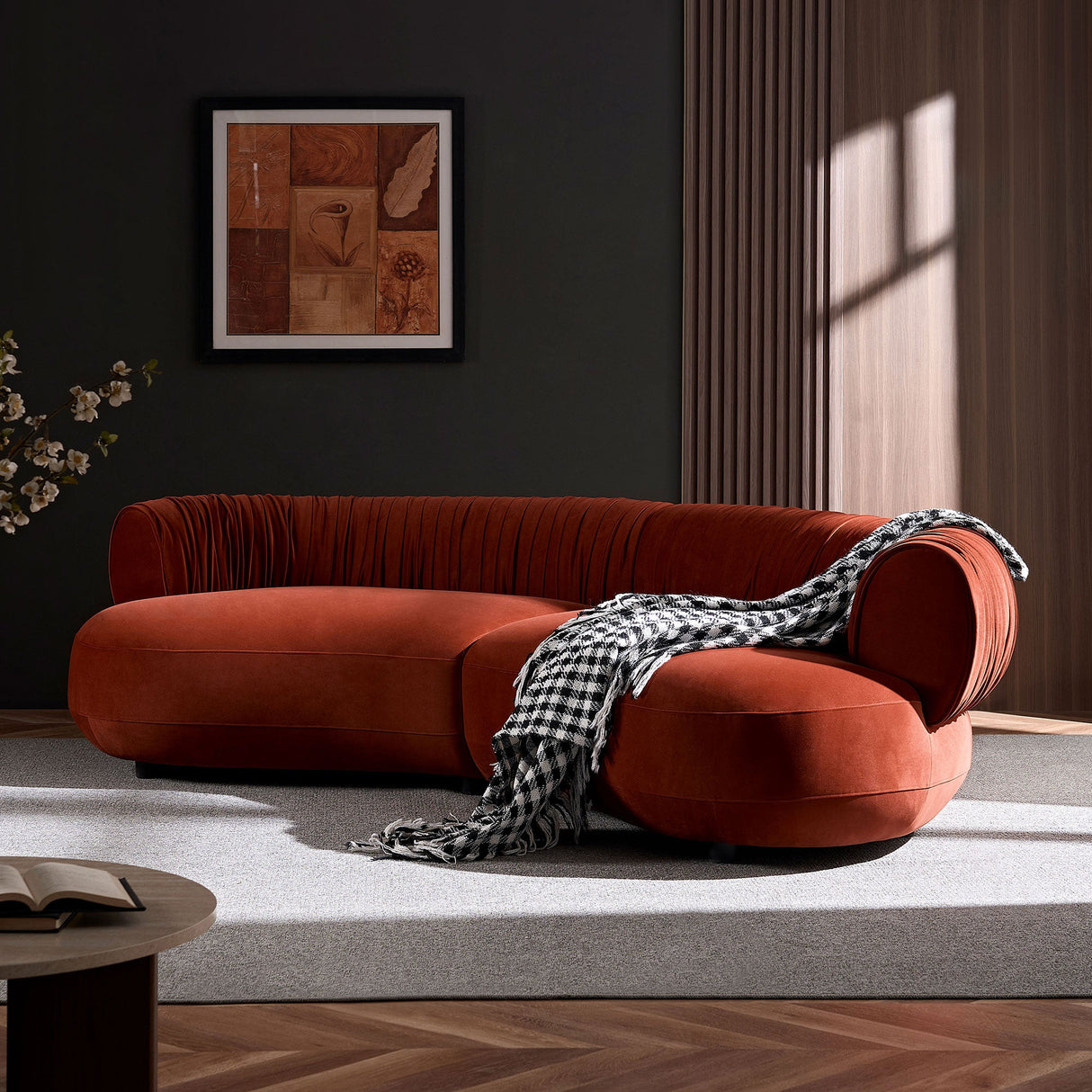 Modern Curved Sofa with Elegant Crescent Silhouette Design