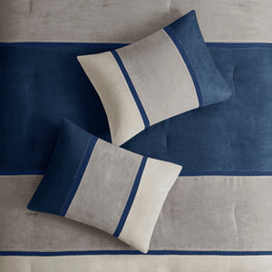 7 Piece Faux Suede Comforter Set Blue King
