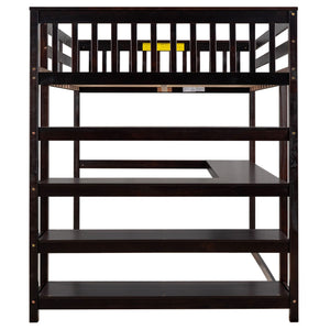 Loft Bed With Storage Shelves And Under Bed Desk