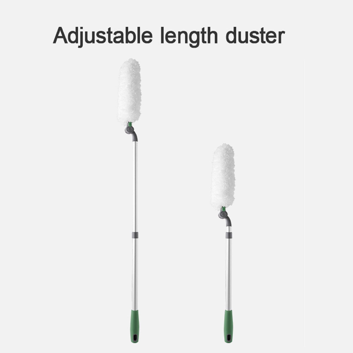 Long Handle Duster With Extension Bar, Home Dust Collector - White