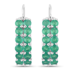 2.40 Carat Genuine Emerald .925 Sterling Silver Earrings