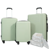 7-Piece Luggage Set ABS Lightweight & Durable Suitcase, (20/24/28), Green