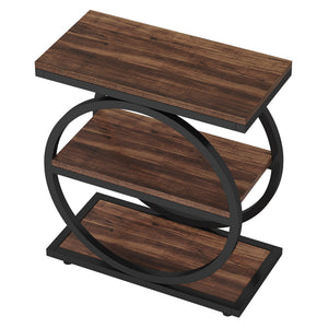 Industrial Narrow End Table With 3 Shelves