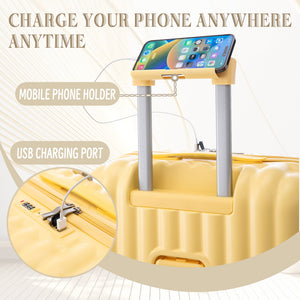 3-Piece ABS Spinner Wheel Luggage Set in Yellow