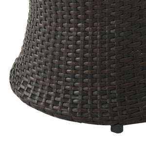 19" Kono Hourglass End Table with Durable PE Rattan - Brown Multi