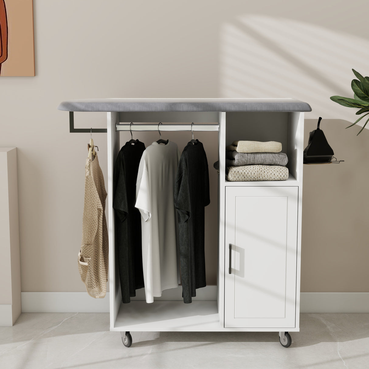 Ironing Cart with Rolling Ironing Board
