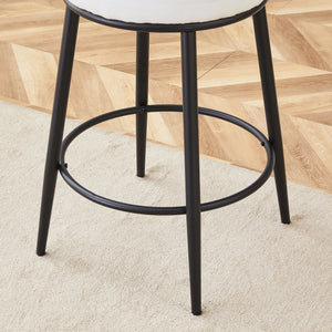 Fashionable Ergonomic High Legged Bar Chairs with White Fabric Cushions - Set of 2