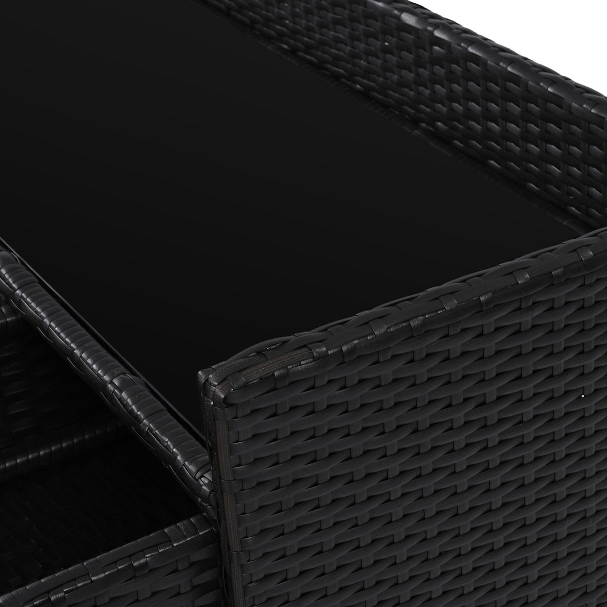 K&K 47.5"W Wicker Outdoor Storage Cabinet with Tempered Glass Desktop