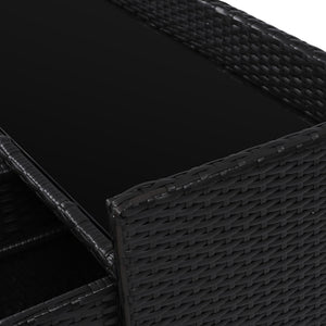K&K 47.5"W Wicker Outdoor Storage Cabinet with Tempered Glass Desktop