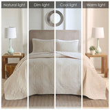 3 Piece Reversible Bedspread Set Cream Full/Queen