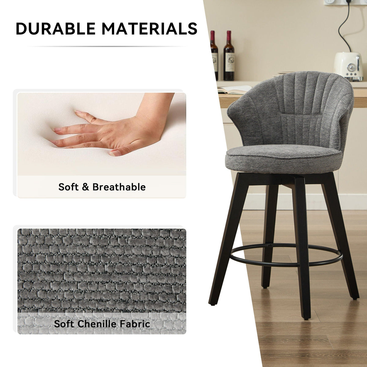 Wing Back Swivel Bar Stools (Set of 2)