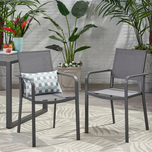 Waterfal Outdoor Aluminum Dining Chair With Seat (Set of 2)