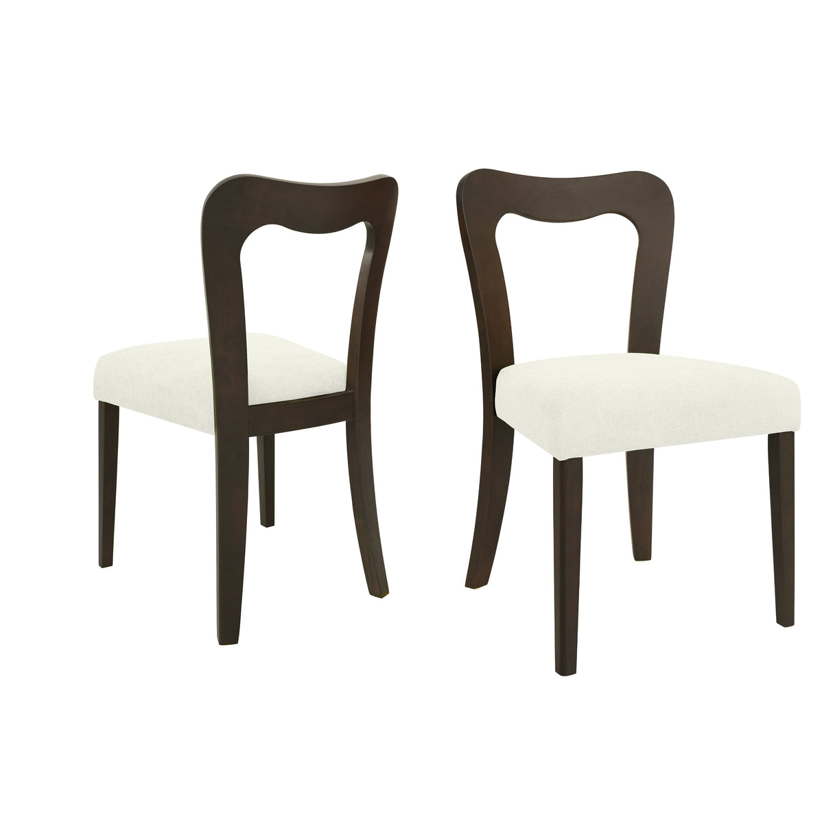 Dining Chair Without Arm Set of 2 (Dark Brown + Beige)