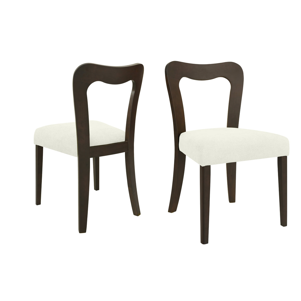 Dining Chair Without Arm Set of 2 (Dark Brown + Beige)