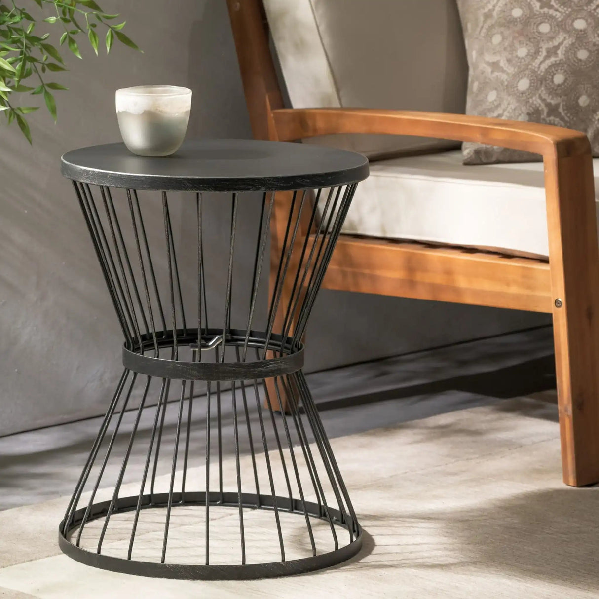 Lassen - Modern Outdoor Side Table with Hourglass Design
