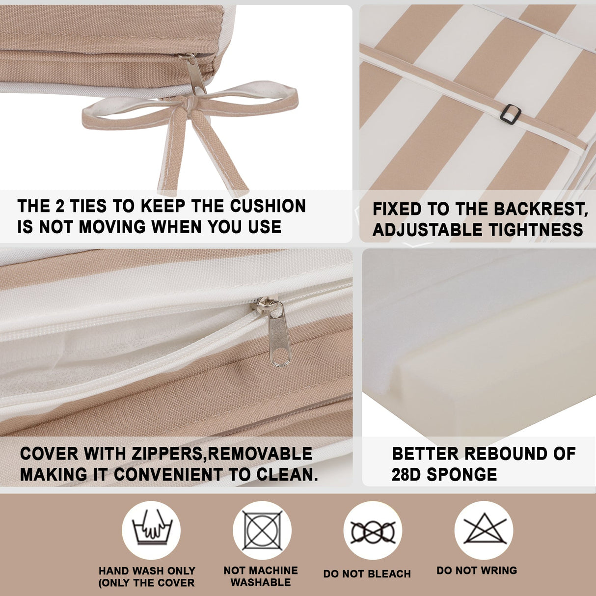 2pcs set outdoor lounge chair cushion replacement patio funiture seat cushion chaise lounge cushion