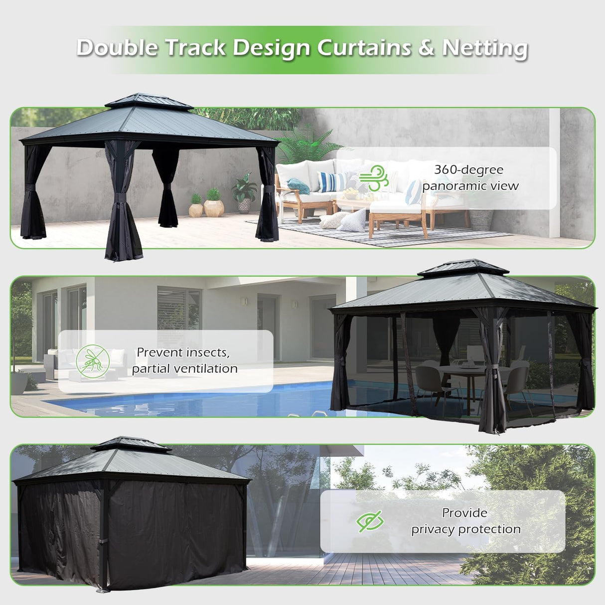 10'x12' Hardtop Gazebo with Resin Roof