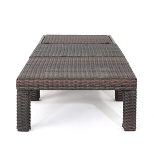 Outdoor Chaise Lounge with Wicker Design and Adjustable Backrest