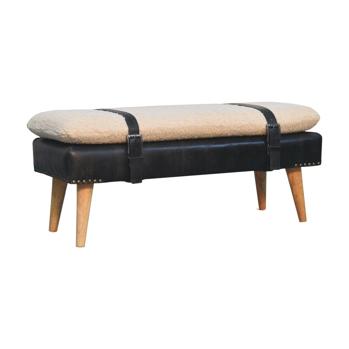 Bouclé Buffalo Hide Bench
