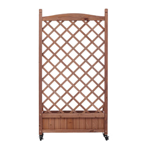 Raised Garden Bed With Trellis 2 Pack, Outdoor Planter Box & Plant Stand With Climbing Racks - Brown