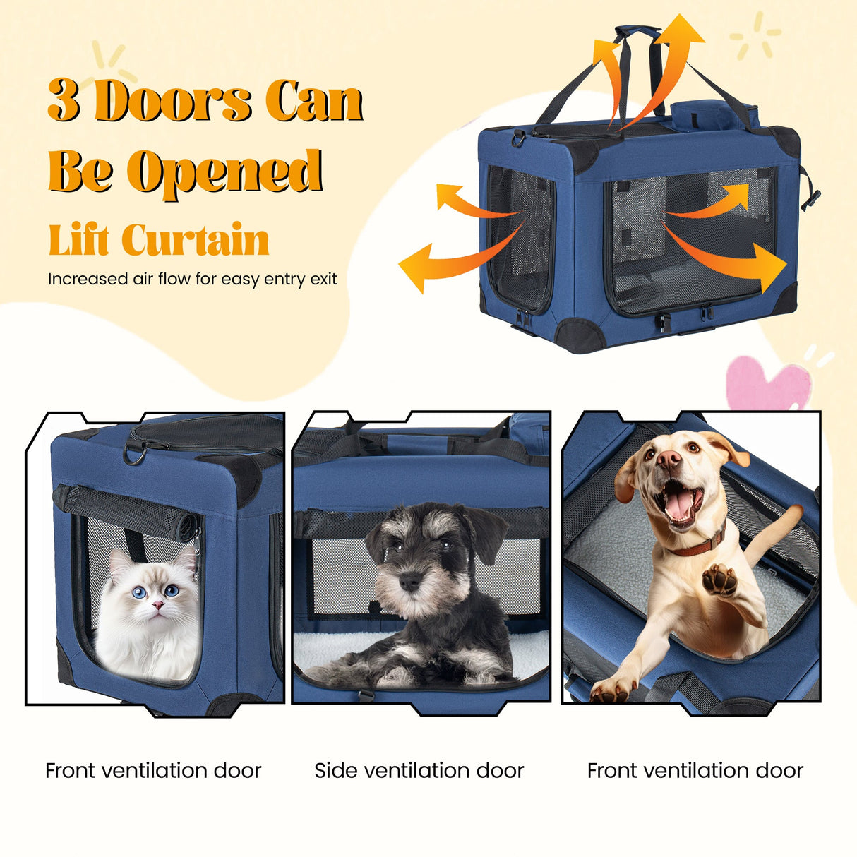 32'' Soft Dog Crates Kennel - Portable Folding Pet Carrier