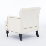Tufted Club Chair Upholstered Accent Armchair in Beige Corduroy