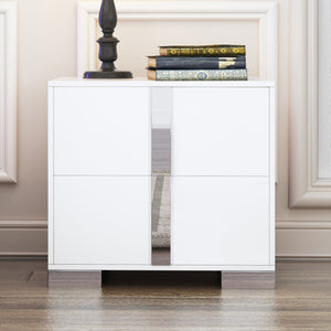 Elegant Nightstand with Metal Foot